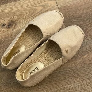 Michael Kors Canvas Slip-ons, Gold, Size 8.5 M